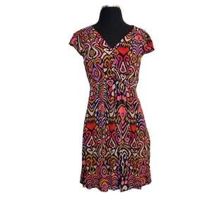 Boden Grace Flutter Sleeve Dress Navy Ikat Mini Crinkle Pockets Size 2R